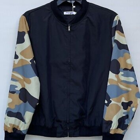 Light Women Jacket Black Size XL Camo Sleeves Fully Lined Front Zipper … - Picture 1 of 14